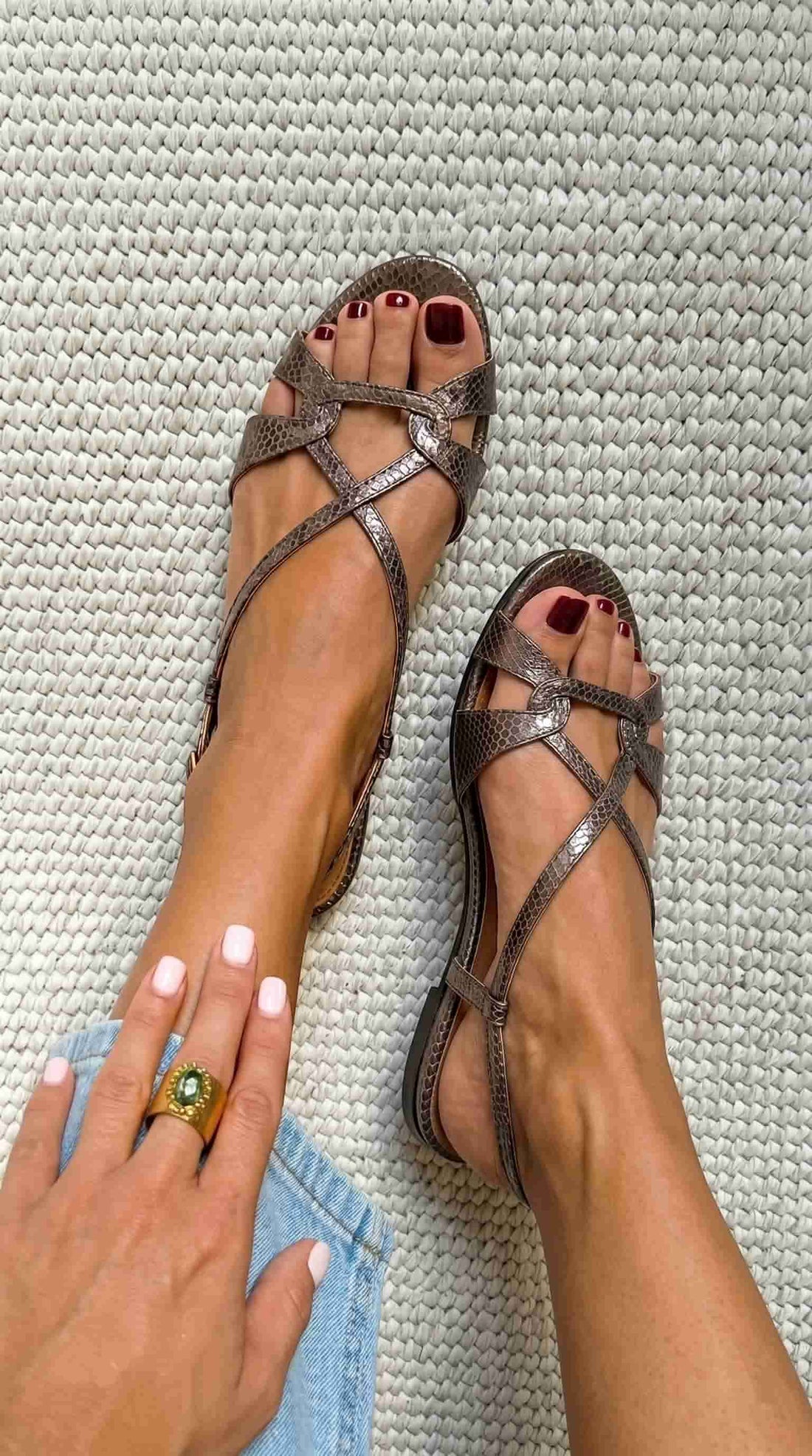 Elia | Sandalias Slingback Serpiente Baja