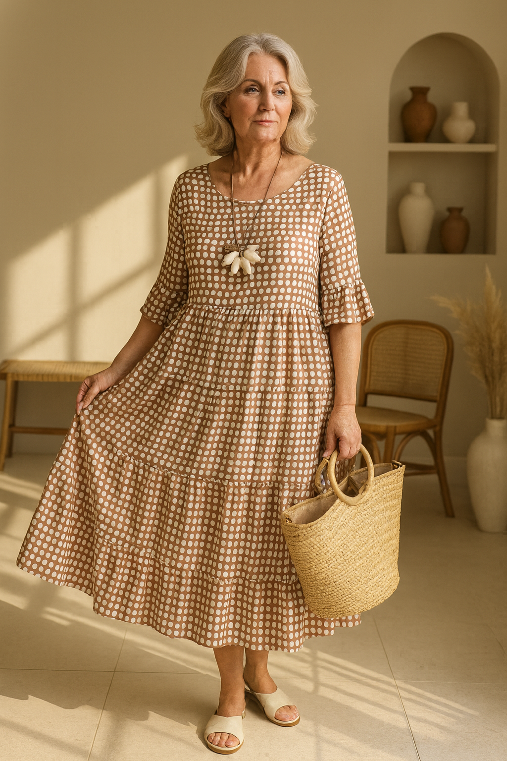 Zara | Vestido midi de manga corta