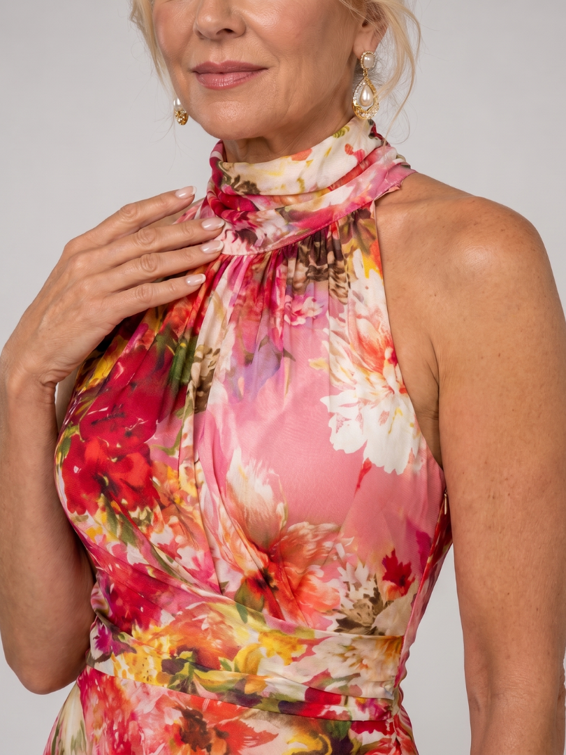 Kimetz | Vestido maxi floral con cuello halter