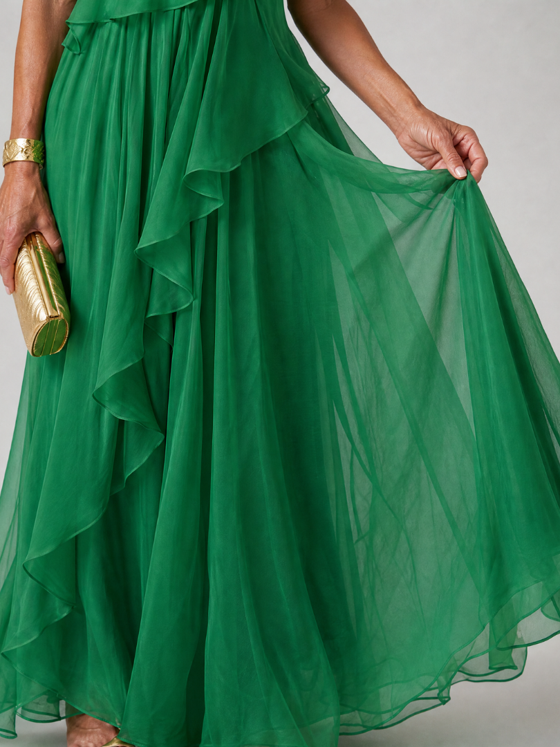 Alazne | Maxi Vestido Chifón Asimétrico