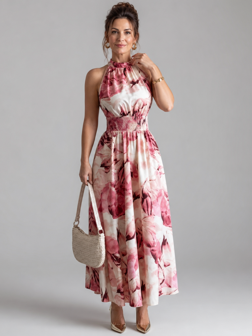 Julieta | Vestido Midi Estampado Abstracto