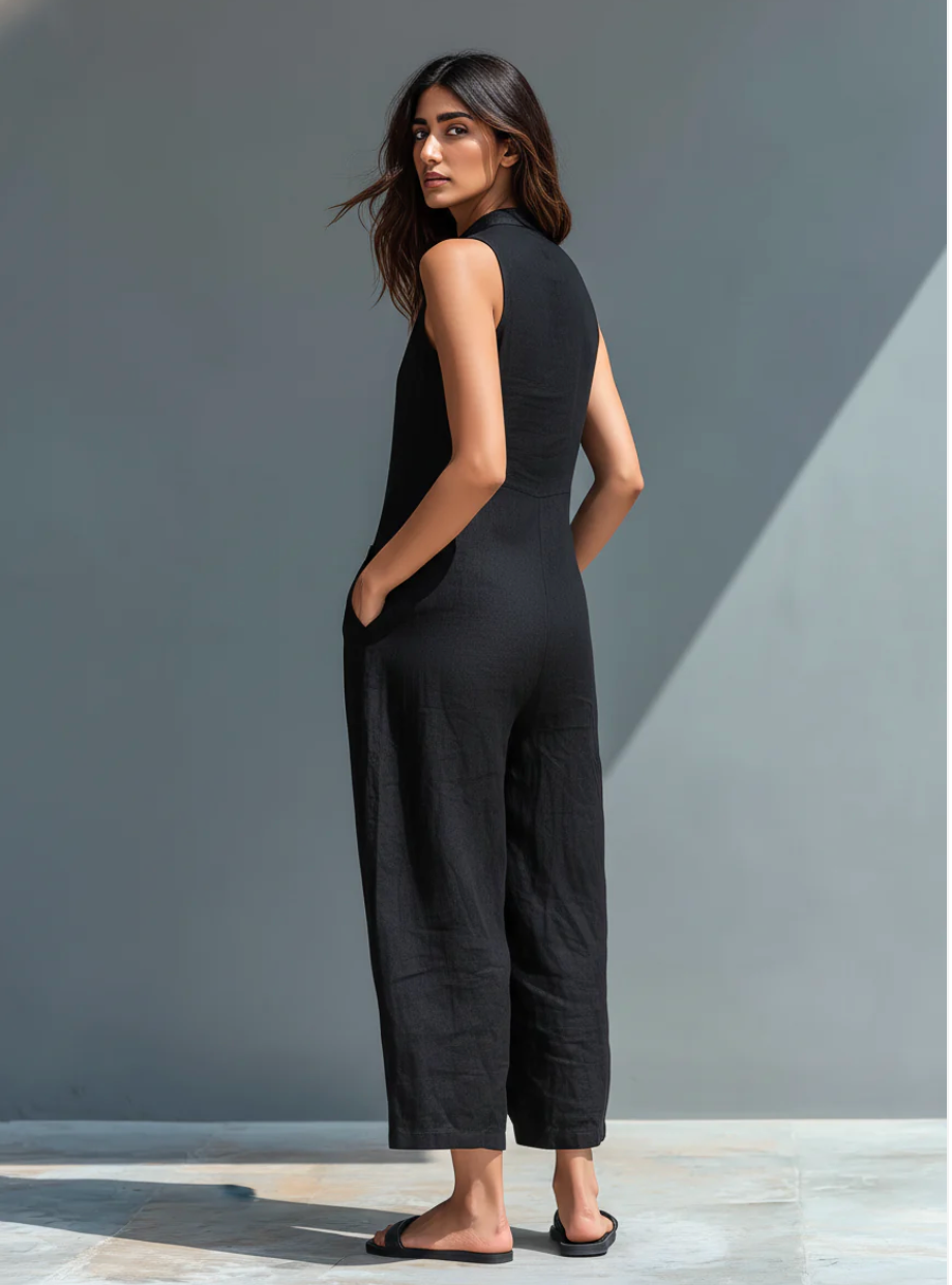Anderea | Mouwloze linnen jumpsuit