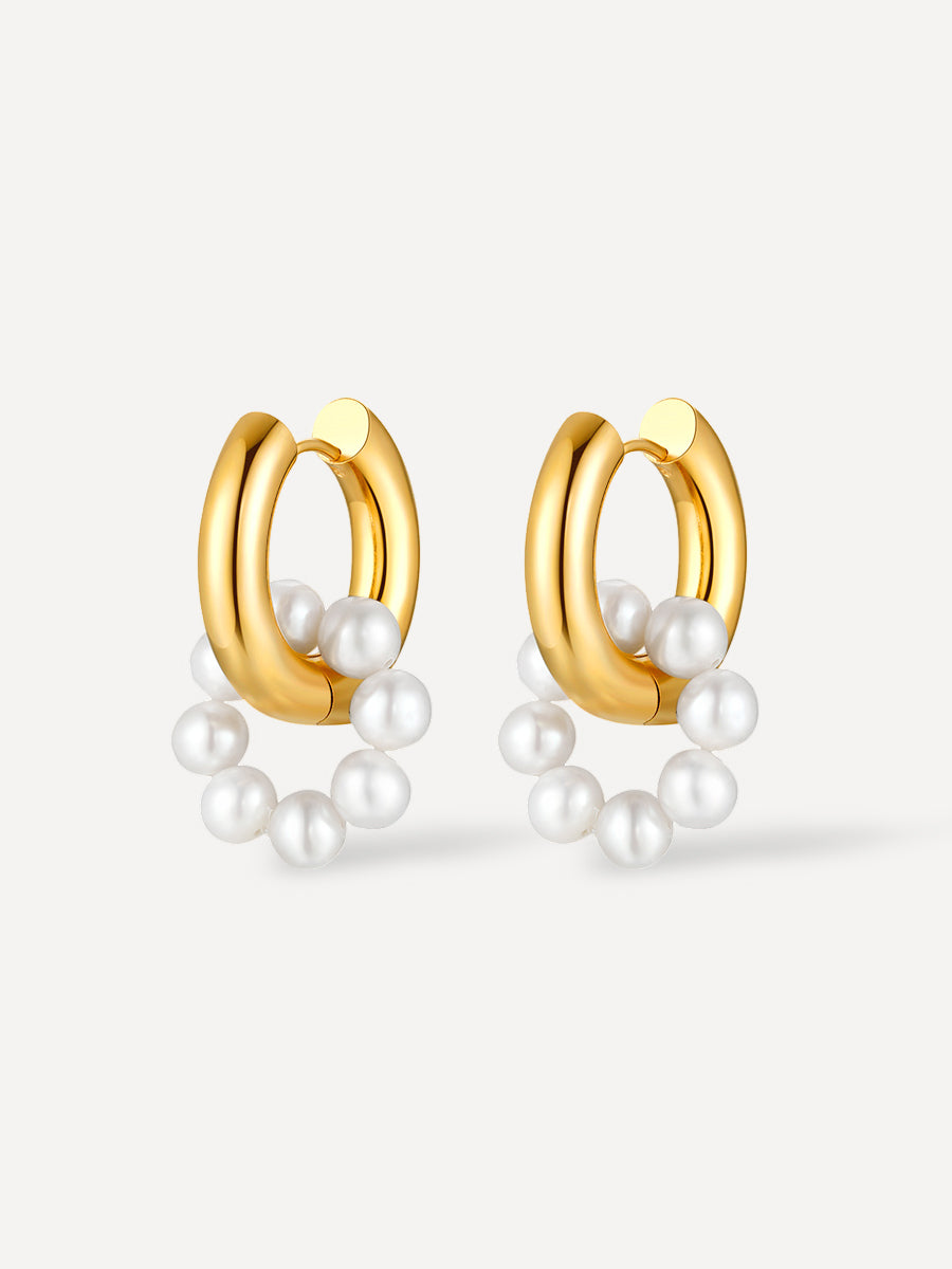 Pendientes de aro con perlas
