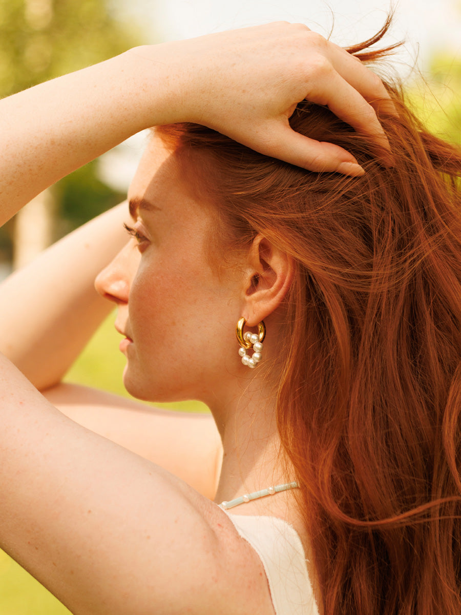 Pendientes de aro con perlas