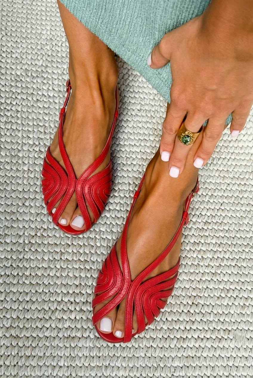 Florencia | Sandalia peep toe roja