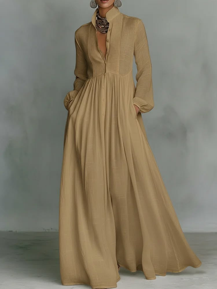 Andia | Vestido Maxi Fluido con Botones