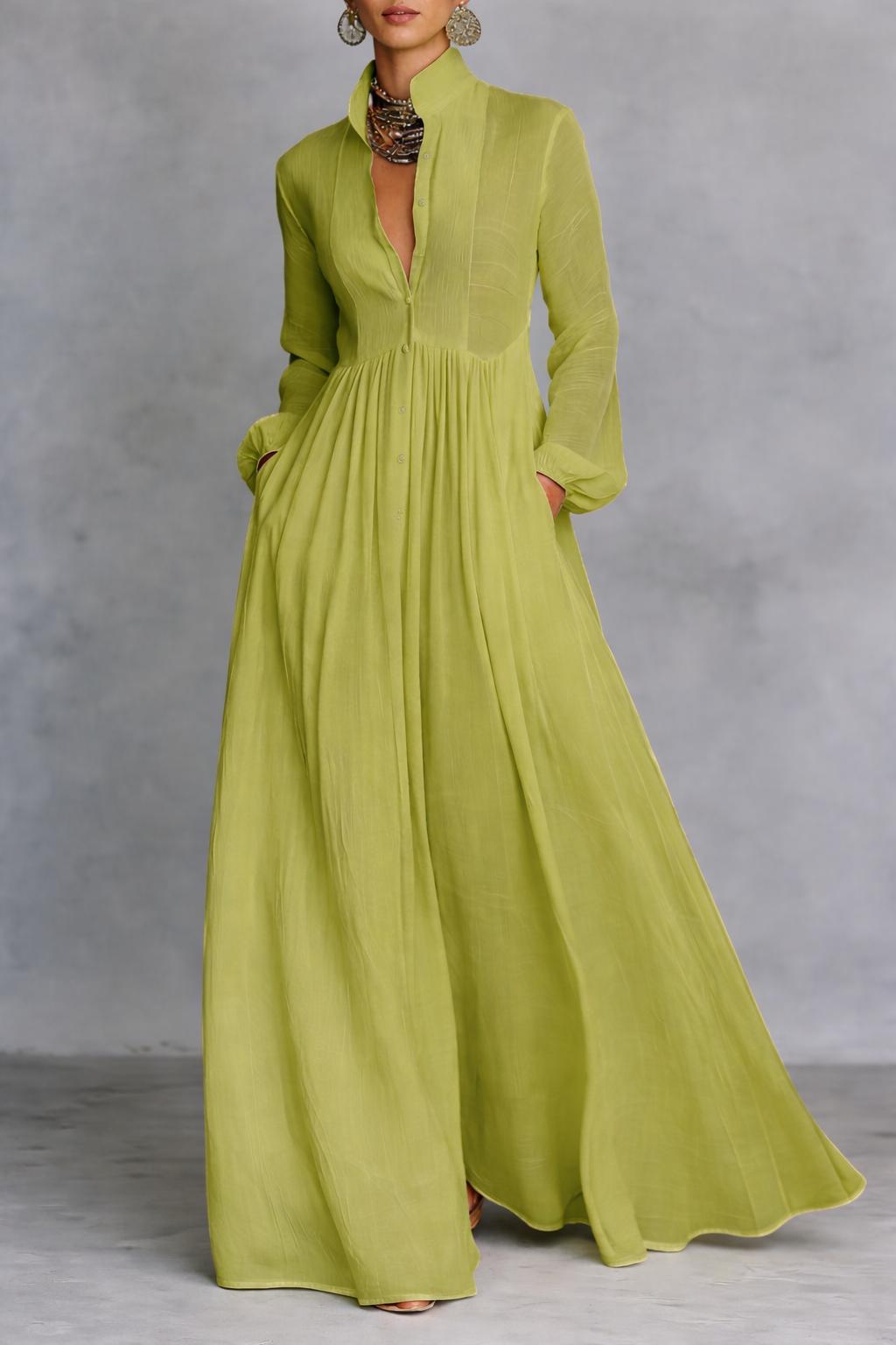 Andia | Soepele Maxi-jurk met Knopen