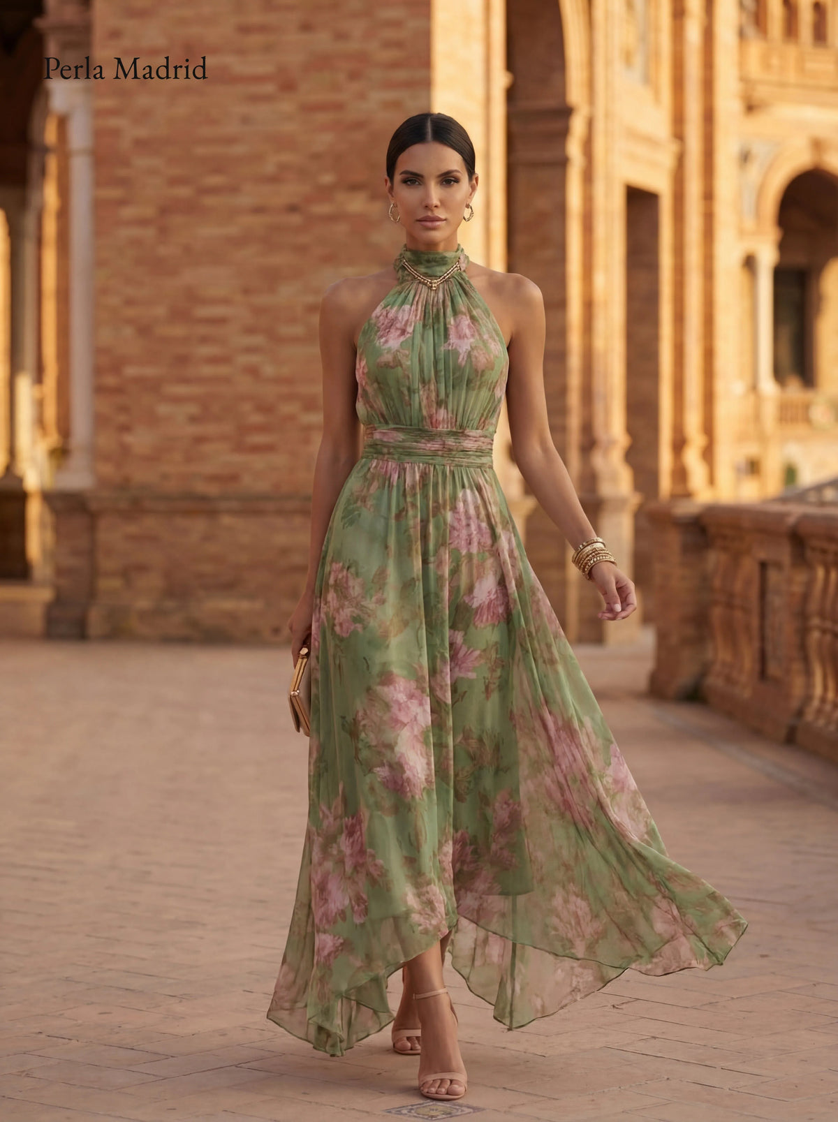 Anhara | Vestido Halter de Tul Floral