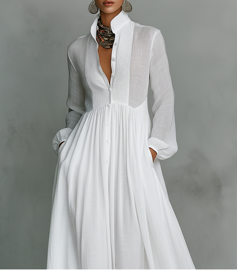 Andia | Soepele Maxi-jurk met Knopen