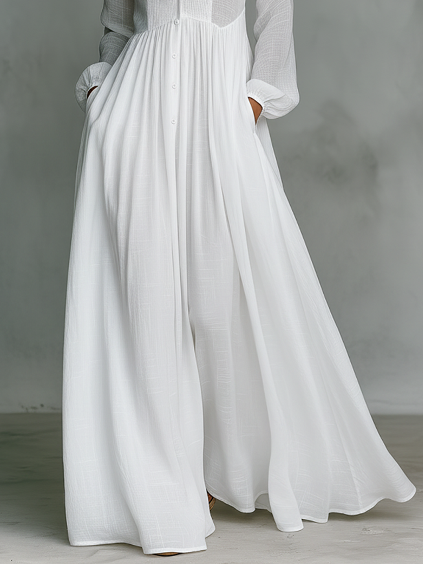 Andia | Soepele Maxi-jurk met Knopen