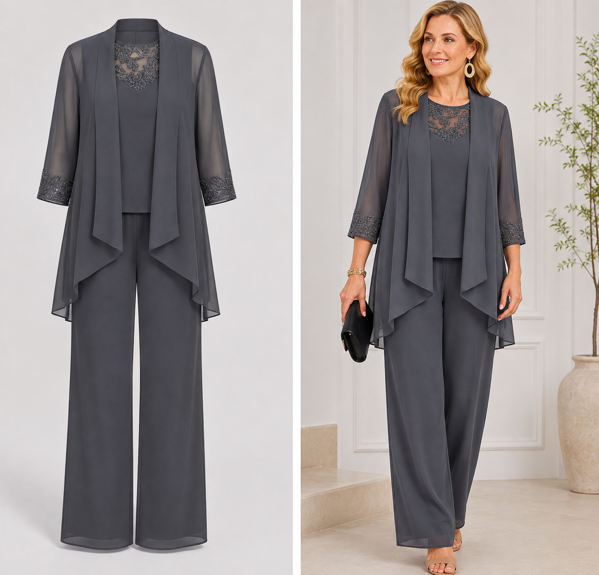 Juani | Conjunto Chifón Fluido y Pantalón Ancho