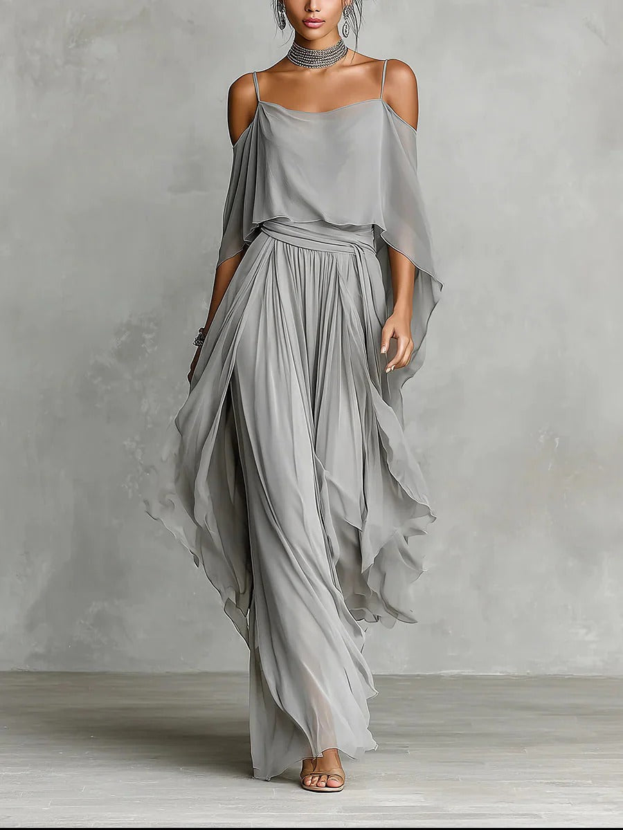 Hedisa | Conjunto Gris Fluido con Top de Tirantes