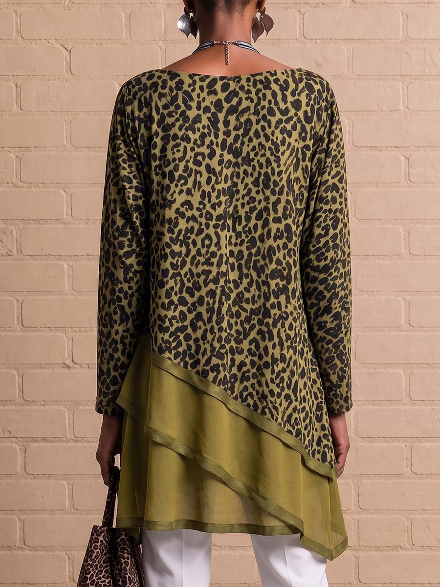Dèlia | Blusa Leopardo Verde Oliva