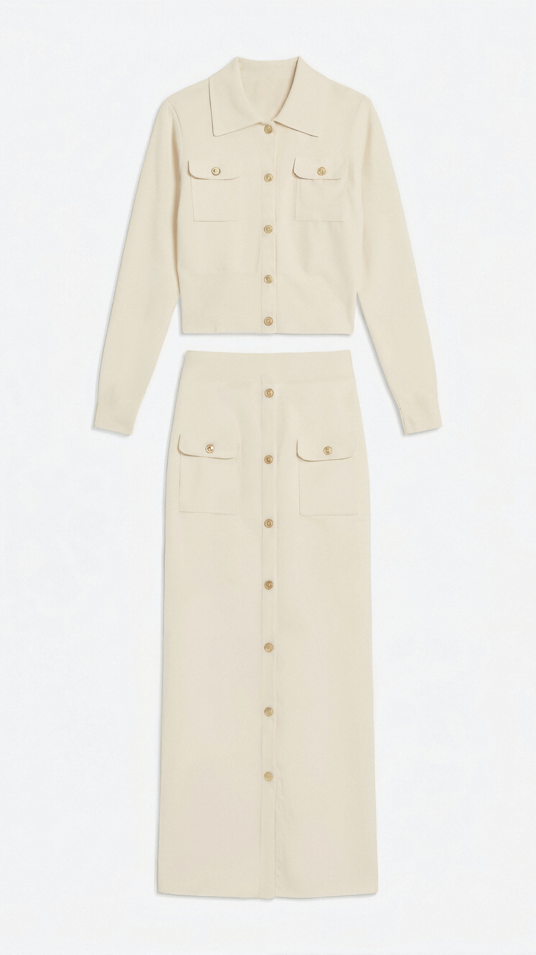 Evelyn Luxe Button-Knit Set