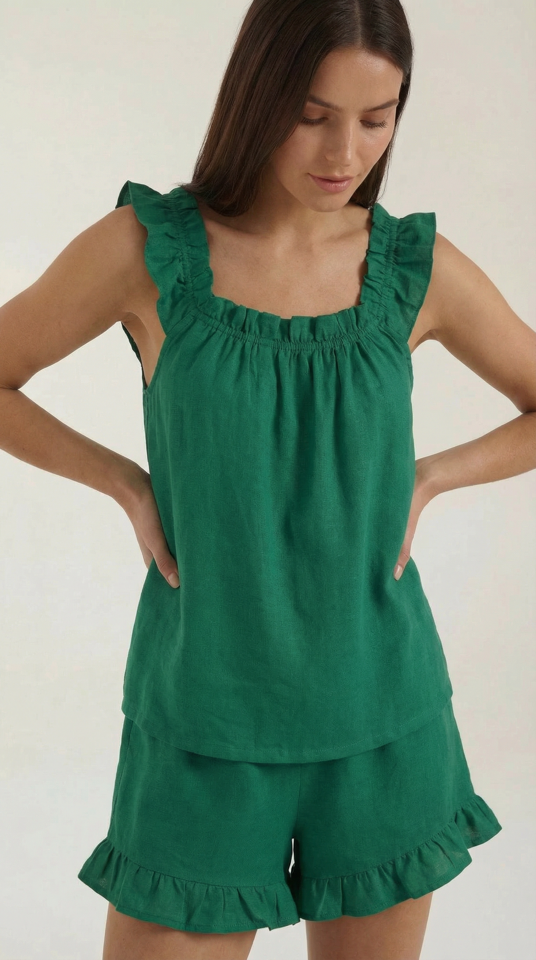 Conjunto de algodón Helen con detalles de volantes