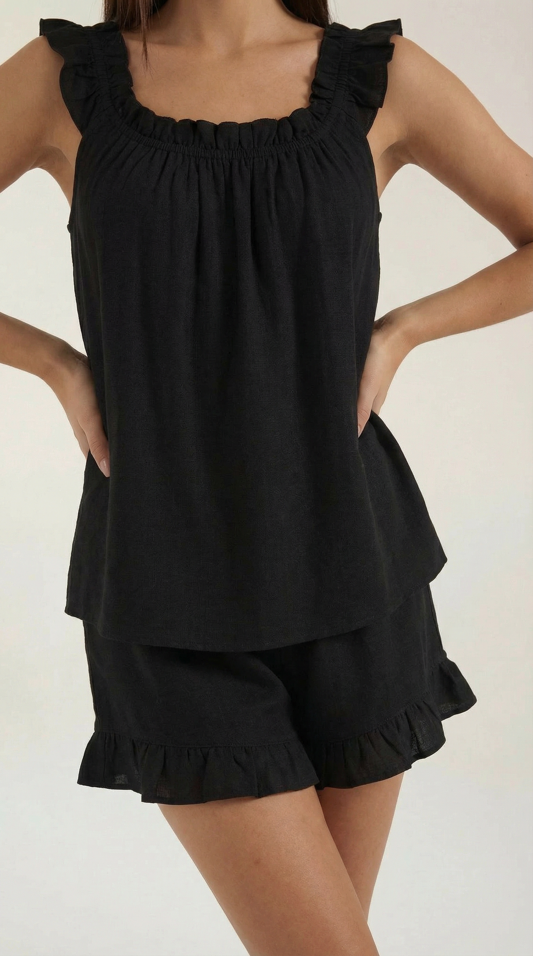 Conjunto de algodón Helen con detalles de volantes