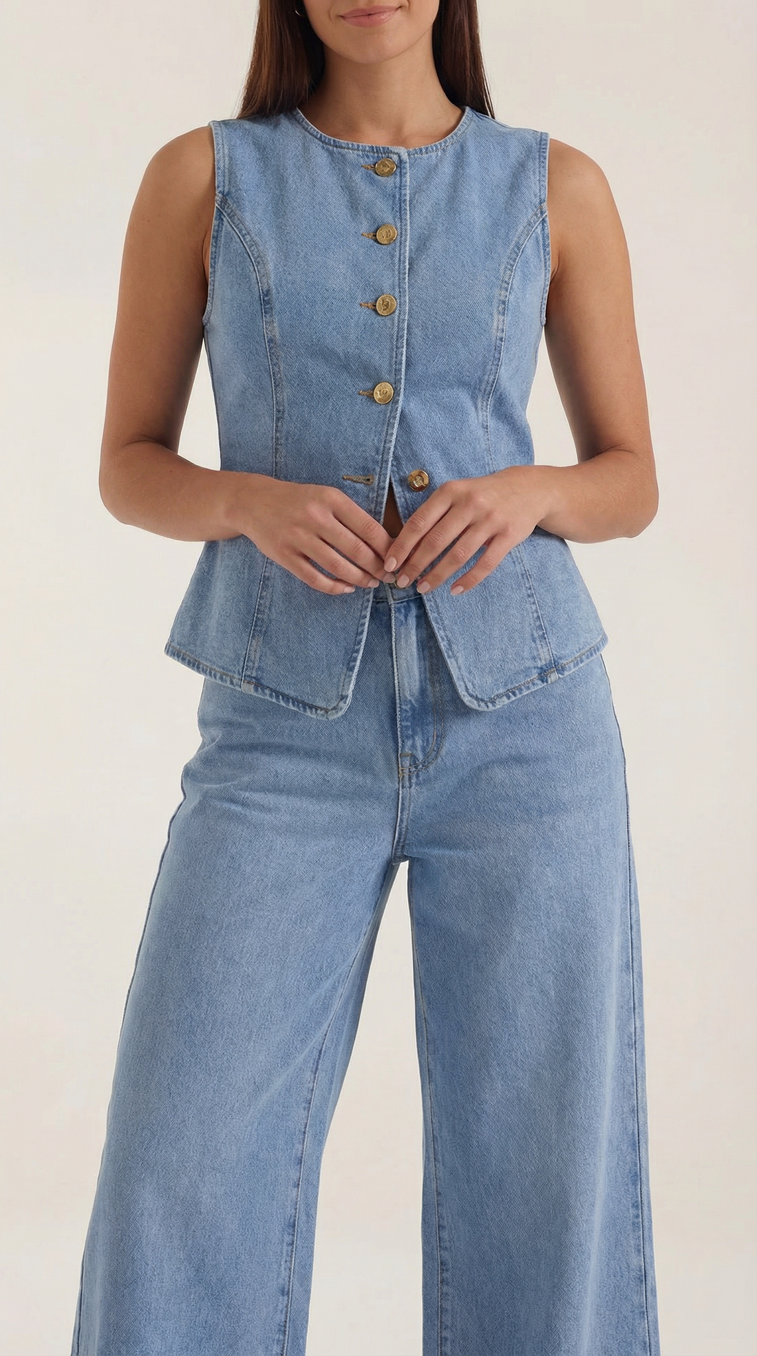 Conjunto Rhonda de algodón y denim