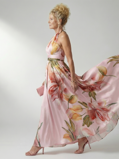 Isolda | Vestido Maxi Floral Halter