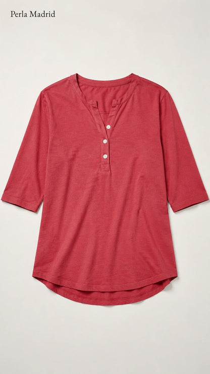 Carlota | Top Henley de algodón con detalle de botones