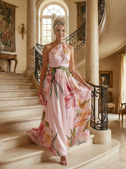Isolda | Vestido Maxi Floral Halter