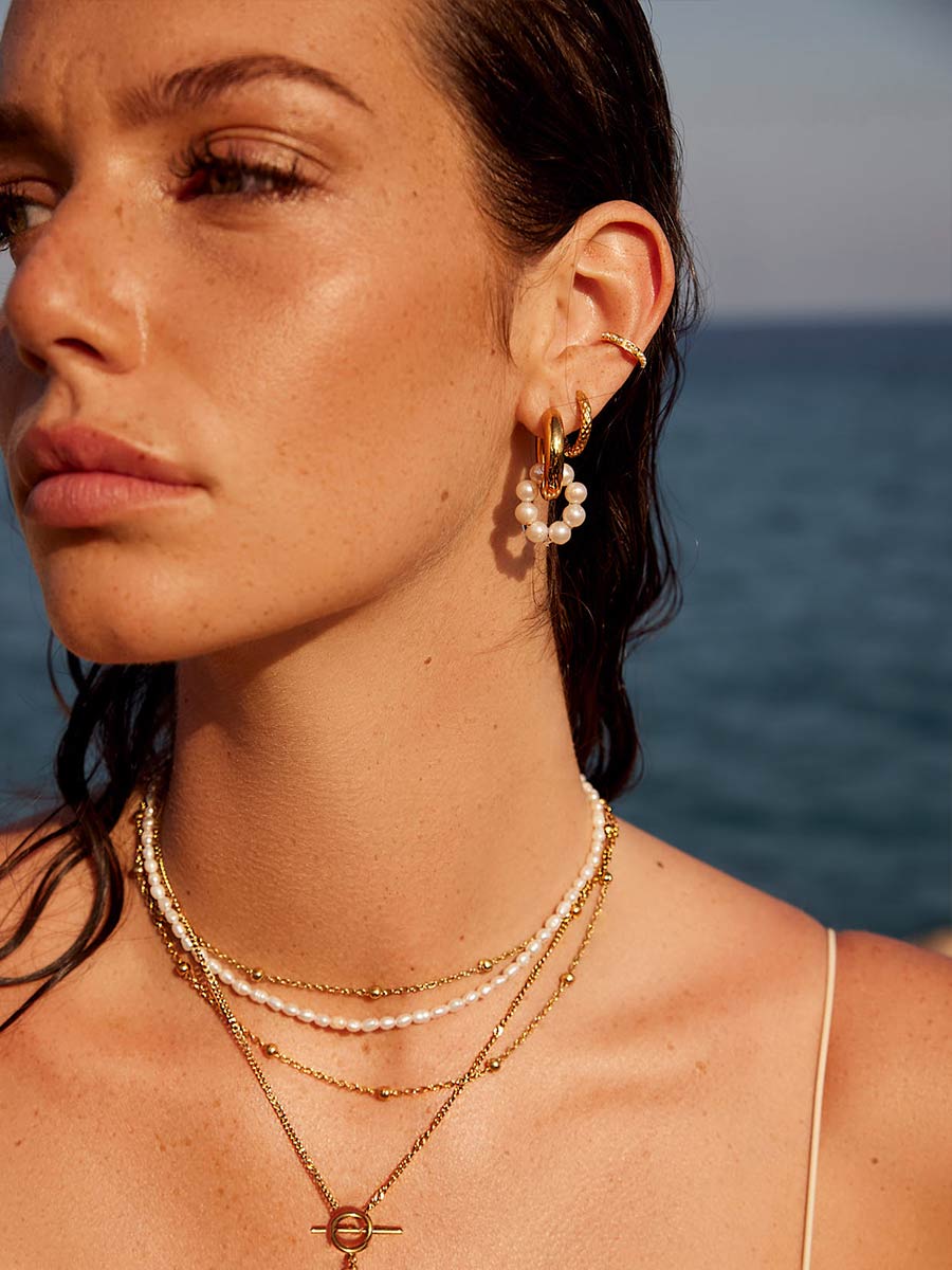 Hoop Earrings with Pearls