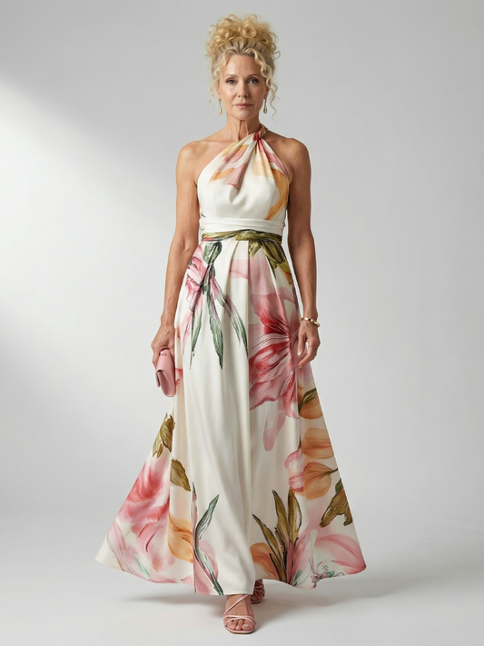 Isolda | Vestido Maxi Floral Halter