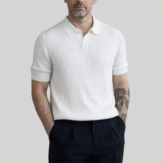 Alonso | Polo de punto acanalado con cuello de pico