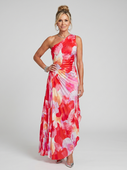 Clarisa | Vestido Midi Plisado Asimétrico
