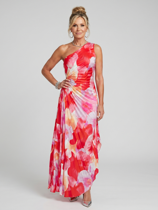 Clarisa | Vestido Midi Plisado Asimétrico