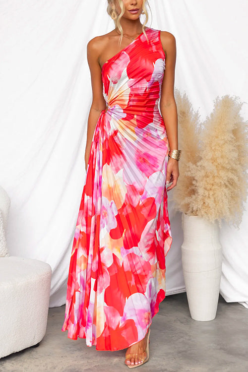 Begoña | Vestido maxi plisado de un solo hombro