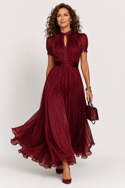 Liberata | Vestido Maxi de Chiffon Rojo