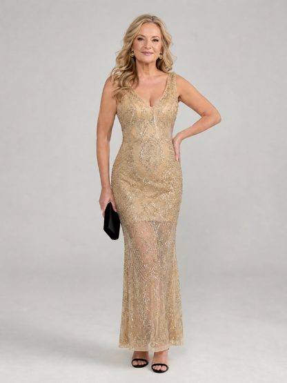 Asier | Vestido Midi Lentejuelas Transparente