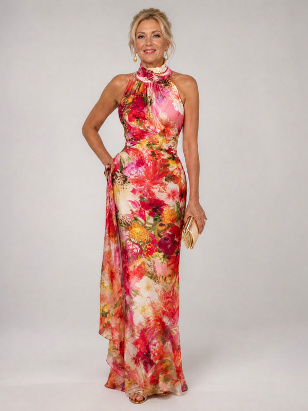 Kimetz | Vestido maxi floral con cuello halter