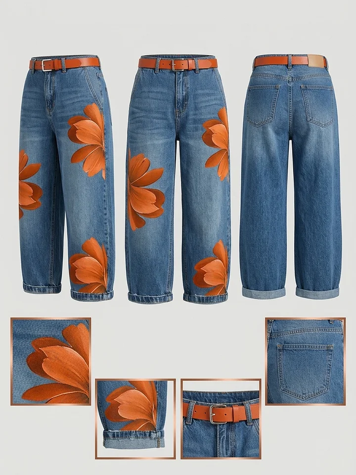 Esley | Long-Sleeve Shirt & Printed Jeans Set