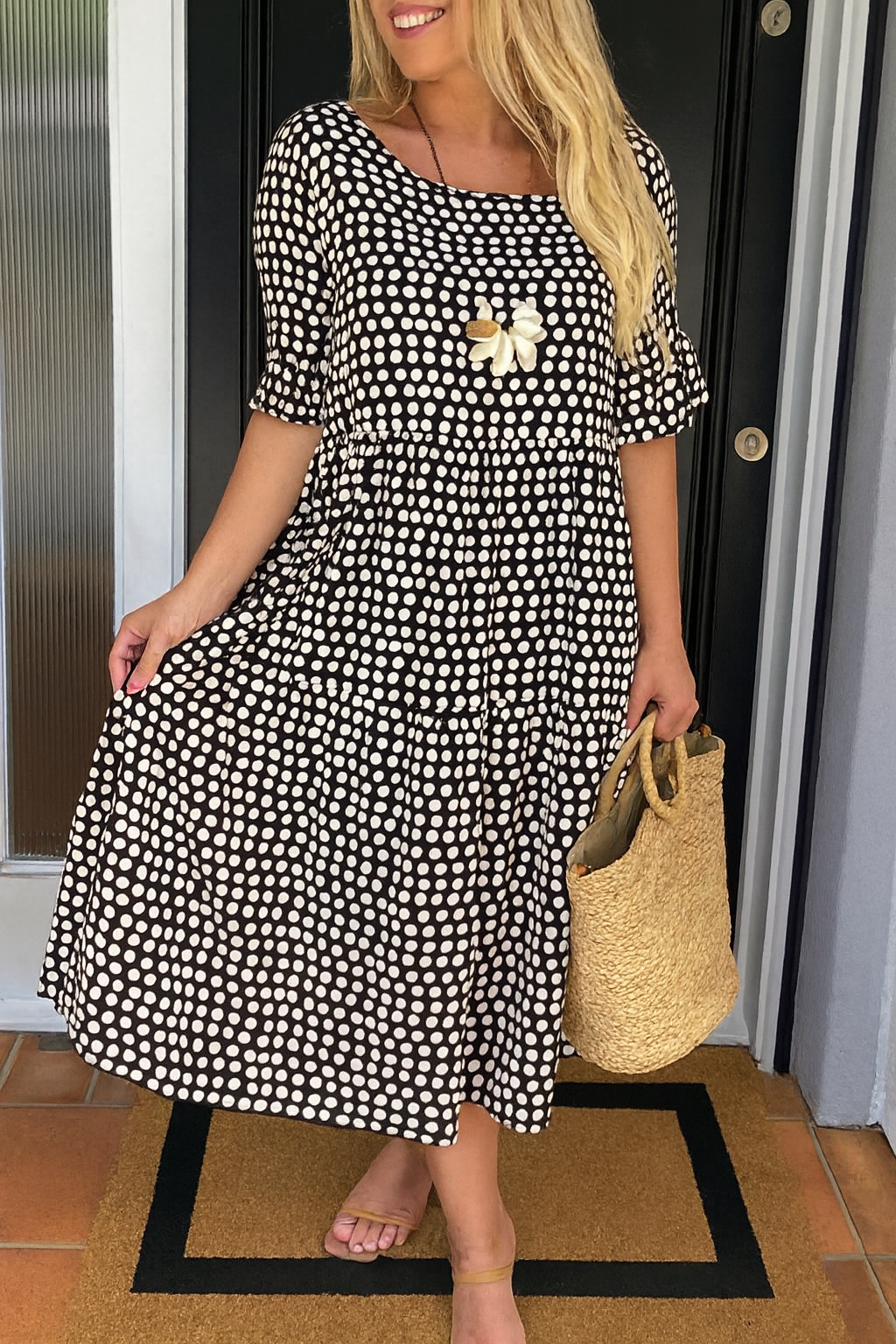 Zara | Vestido midi de manga corta