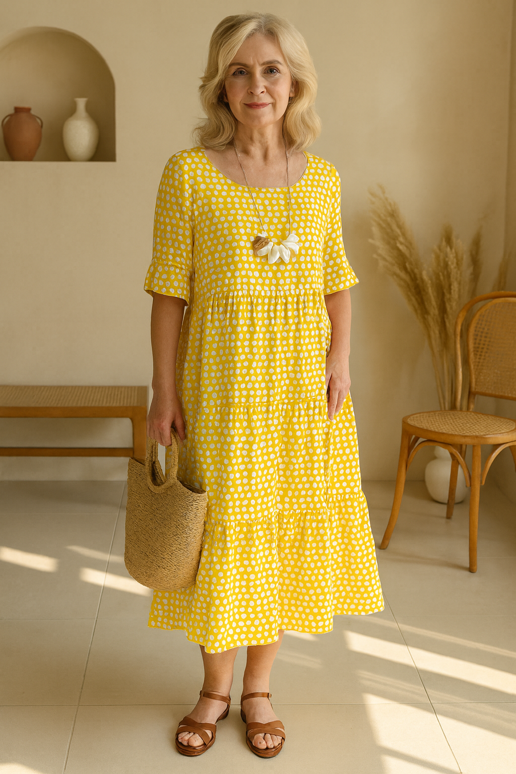 Zara | Vestido midi de manga corta