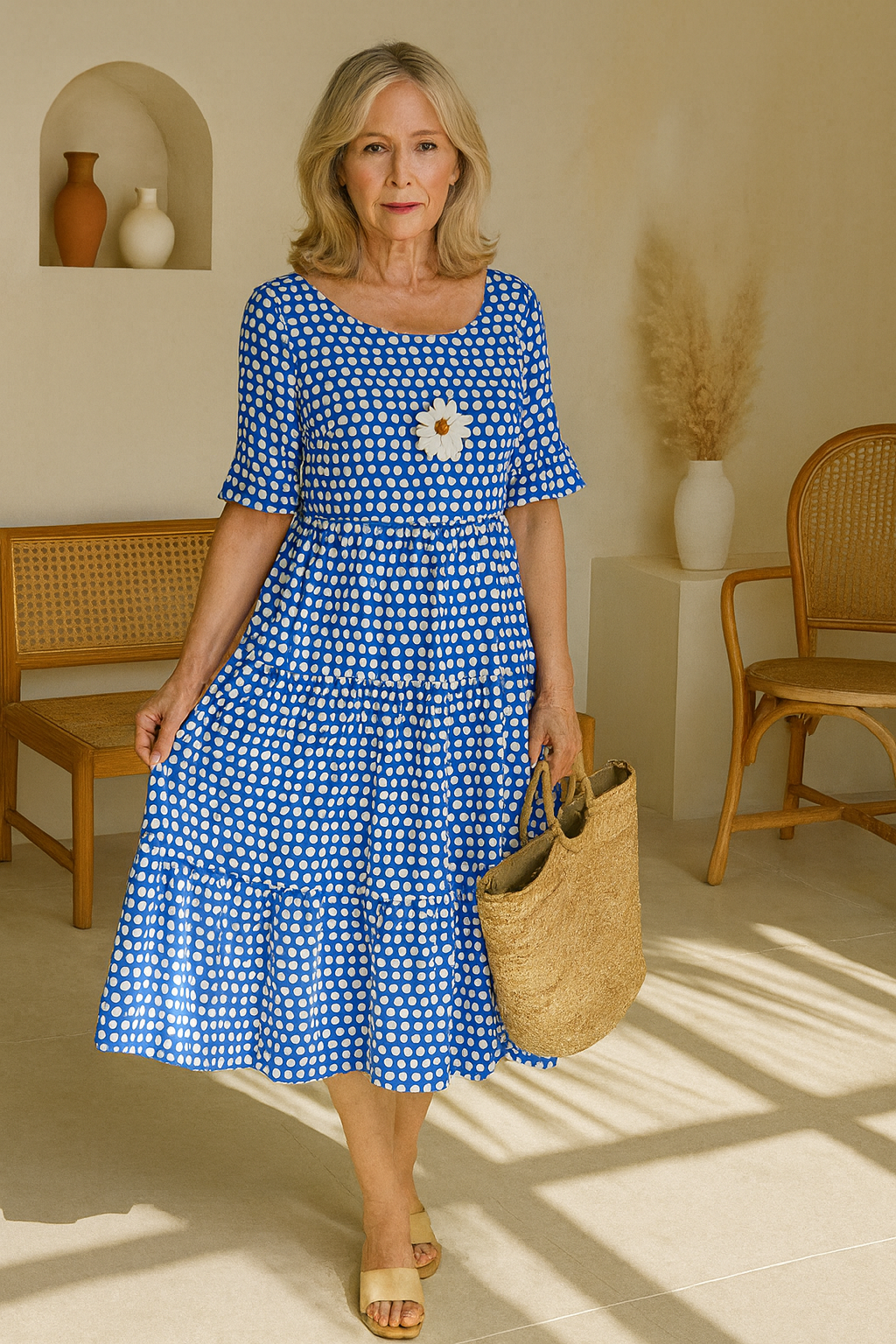 Zara | Vestido midi de manga corta