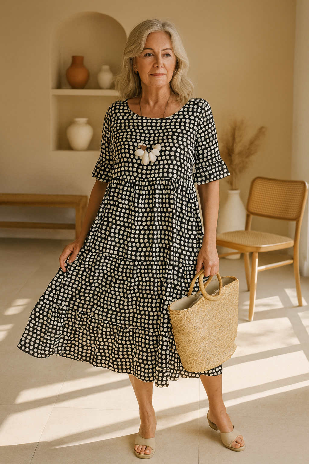 Zara | Vestido midi de manga corta