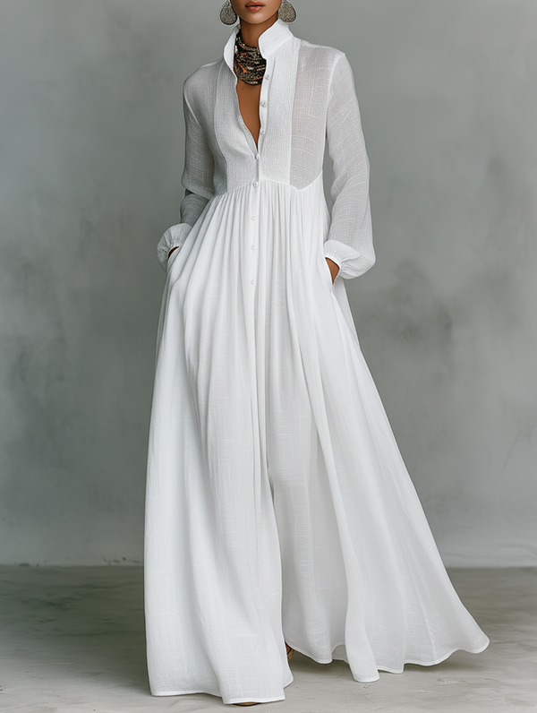 Andia | Vestido Maxi Fluido con Botones