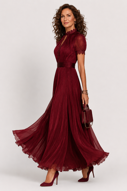 Liberata | Vestido Maxi de Chiffon Rojo
