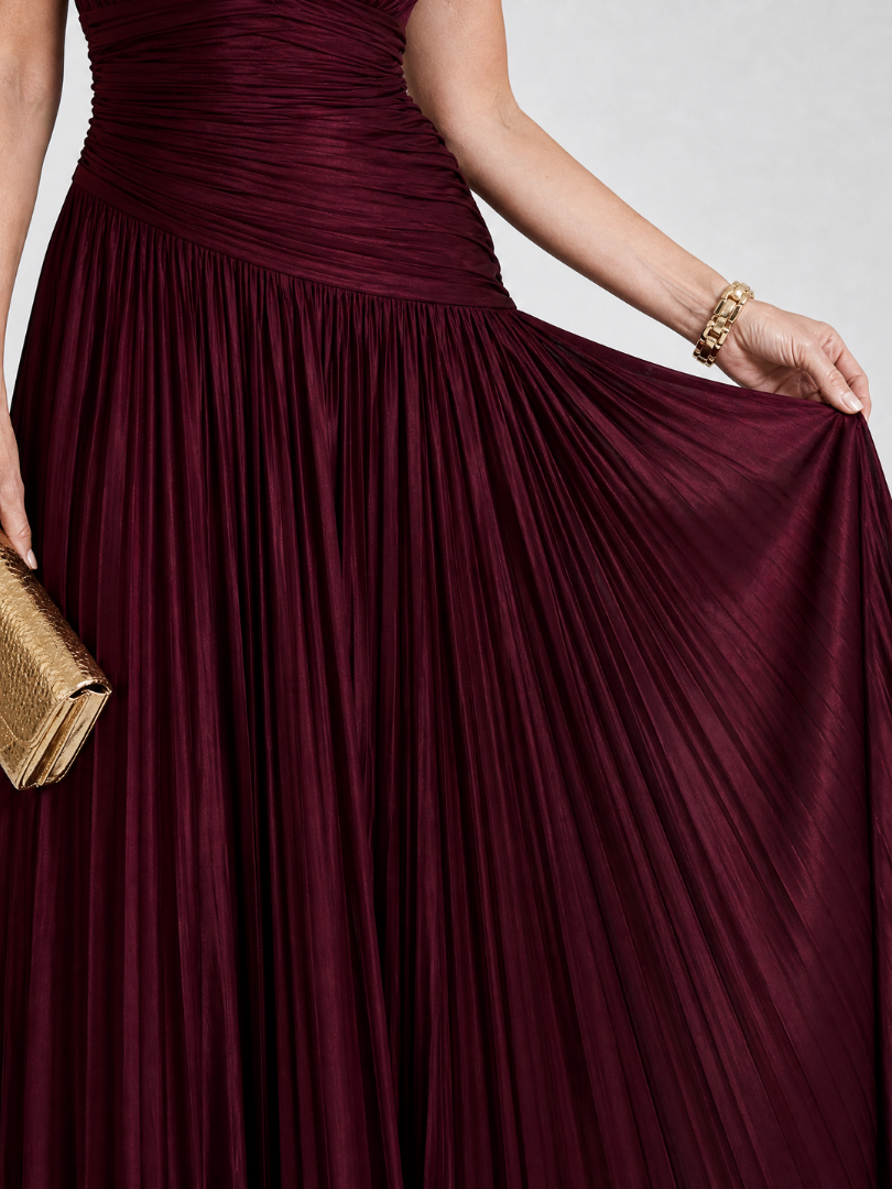 Leyre | Vestido Midi Plisado Escote V