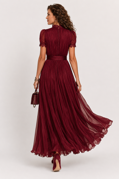 Liberata | Vestido Maxi de Chiffon Rojo