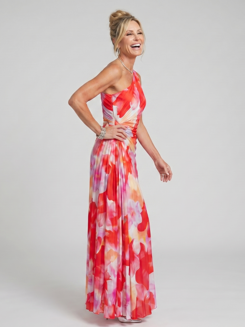 Clarisa | Vestido Midi Plisado Asimétrico