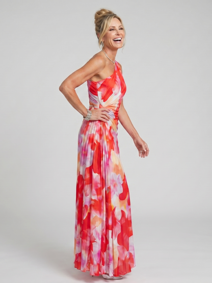 Clarisa | Vestido Midi Plisado Asimétrico