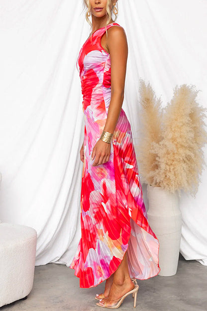 Begoña | Vestido maxi plisado de un solo hombro