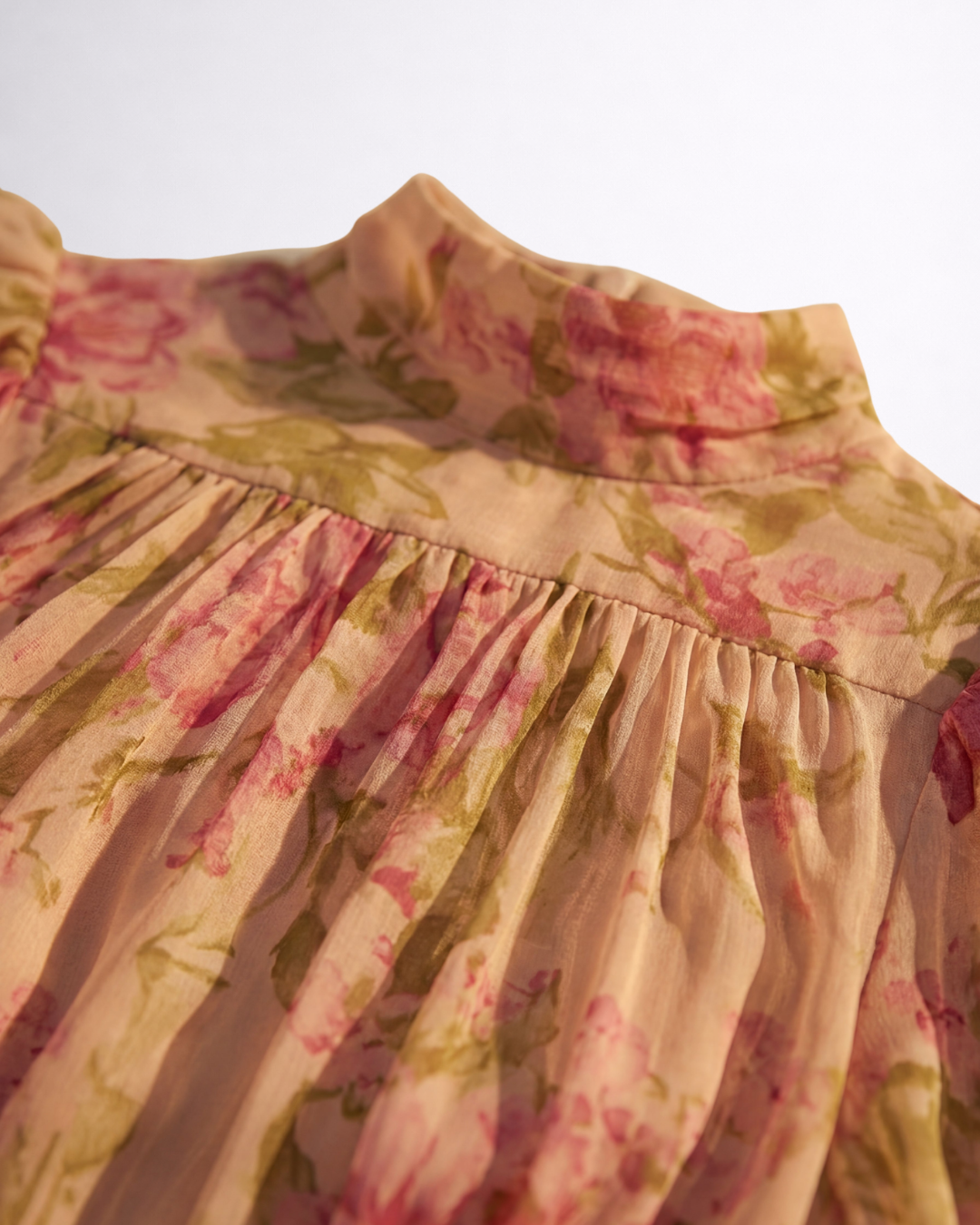 Inés | Vestido largo de gasa con flores en acuarela