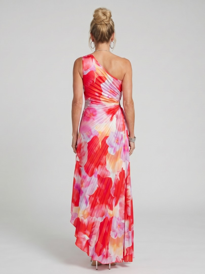 Clarisa | Vestido Midi Plisado Asimétrico