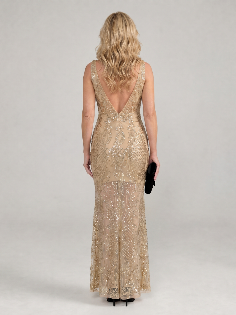 Asier | Vestido Midi Lentejuelas Transparente