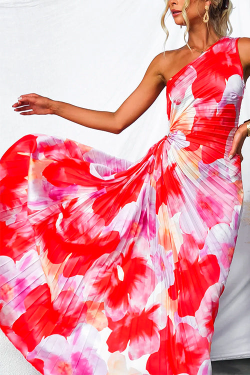 Begoña | Vestido maxi plisado de un solo hombro