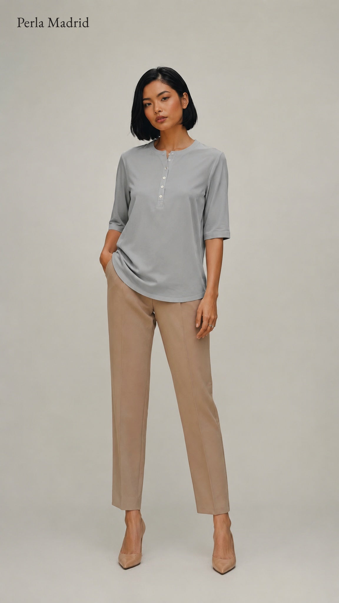 Carlota | Top Henley de algodón con detalle de botones